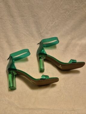 INC International Concepts Emerald Green Ankle-Strap Block Heel Sandals